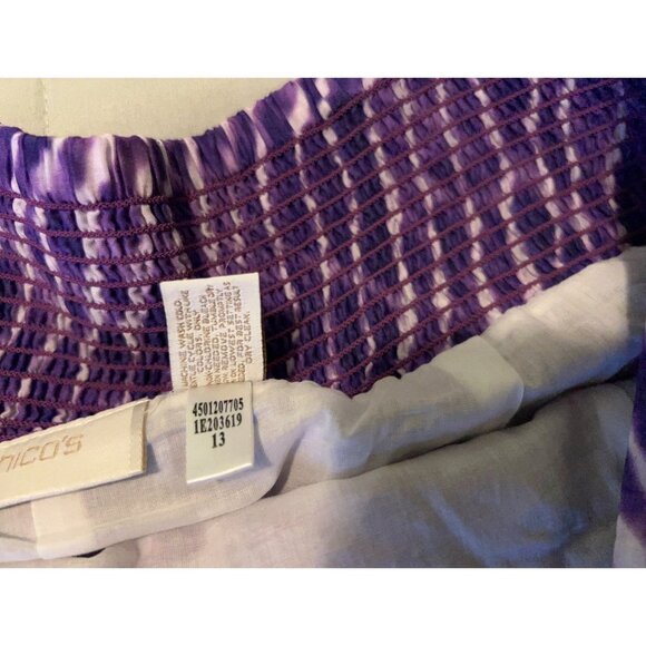 Chico's Diagonal Zebra Helena Handkerchief Purple Tie Dye Boho Skirt Sz 2 Fairy - Picture 6 of 10